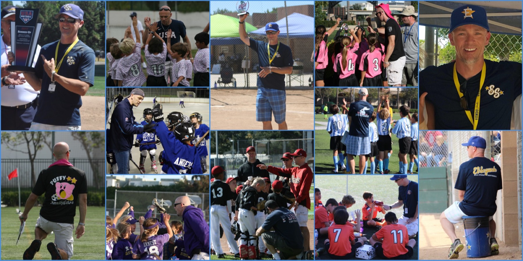 A collage of teams Steve Cleland has coached